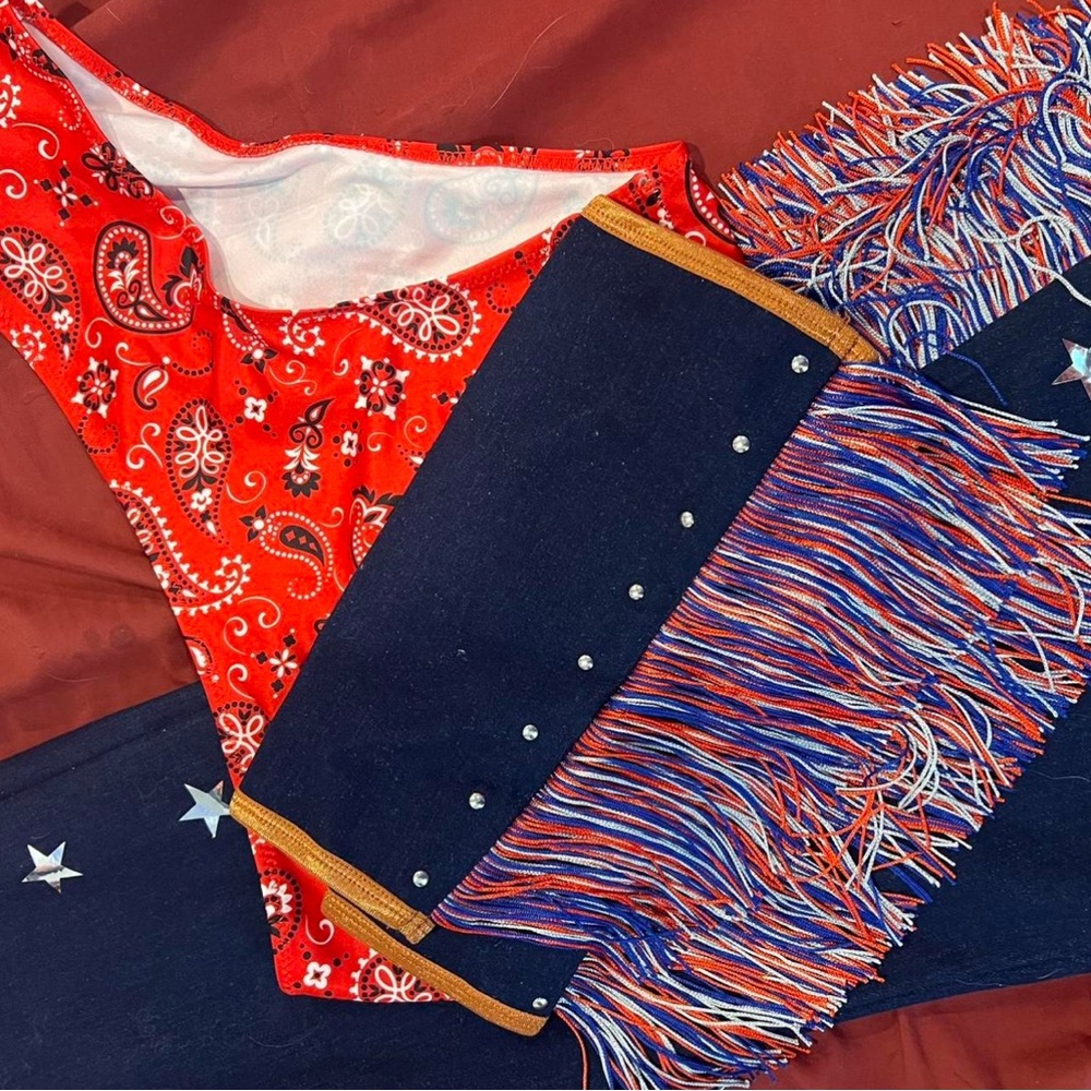 Dolls Kill Red Bandana & Navy Star Fringe Cowgirl Set - Picture 5 of 7